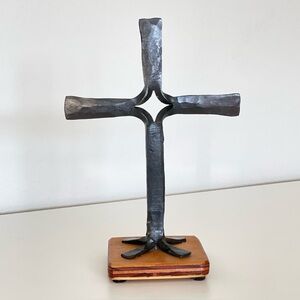 Hand-forged Iron Cross - Trickey Forge - Rustic Metal Art - 7.75”